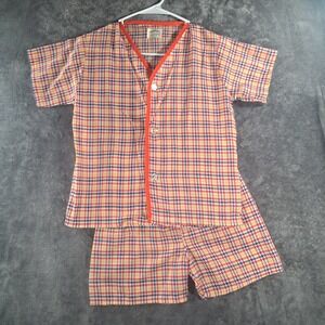 VTG Manchester Perma-Press Pajama Set Plaid Houndstooth‎ Retro Sleepwear
